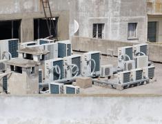Air conditioning units on the roof of a house, Casablanca